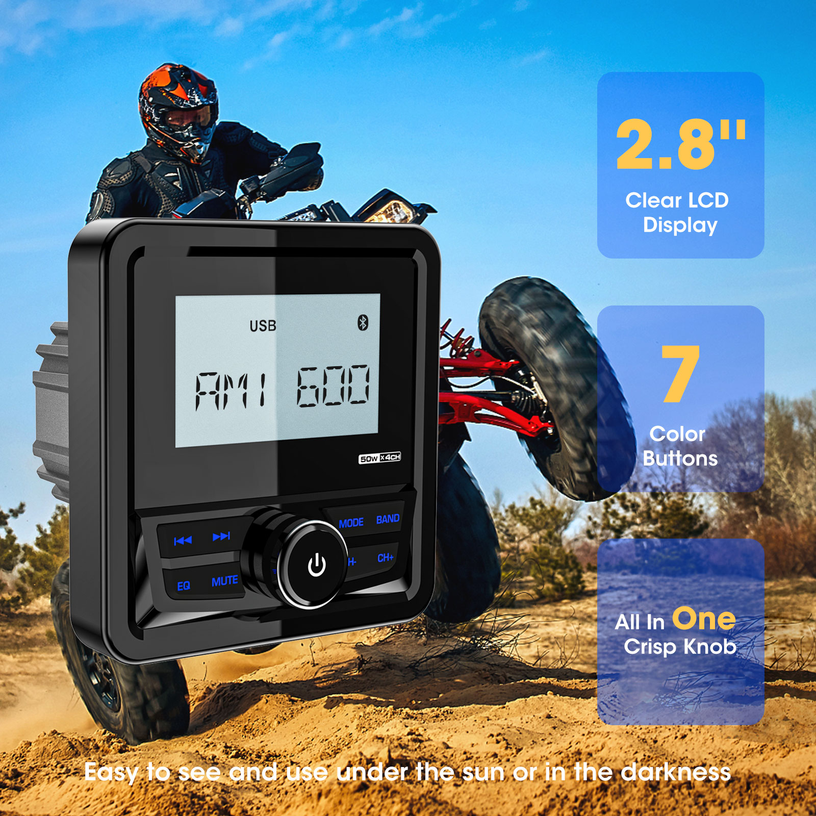 GRANDnavi マリンラジオボートステレオ Bluetooth FM AM デジタルメディアオーディオプレーヤー防水ヨット ATV UTV ゴルフカートオートバイ
