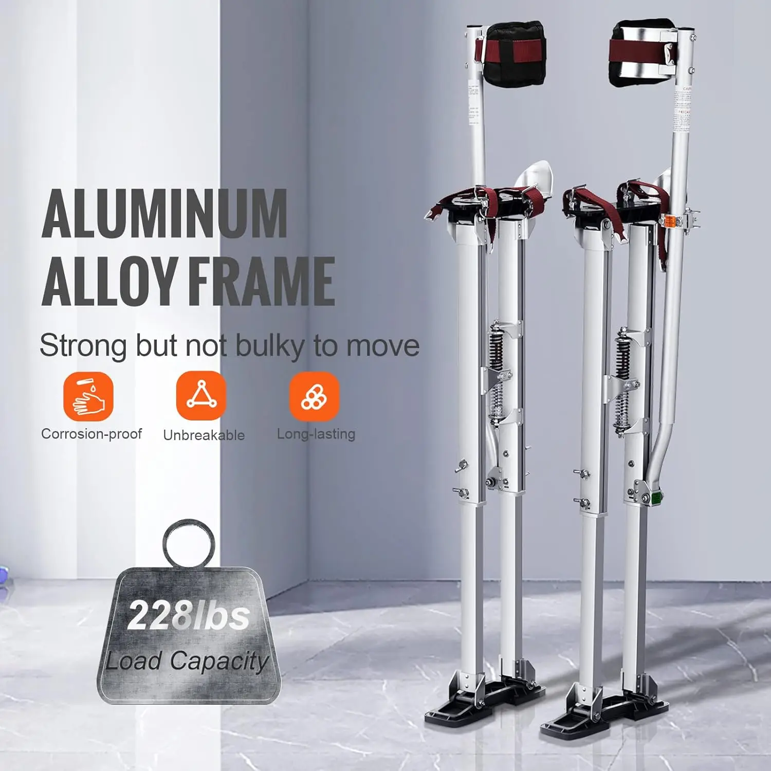Drywall Stilts, 36''-50'' Adjustable Aluminum Tool Stilts with Protective Knee Pads, Durable and Non-Slip Work Stilts for