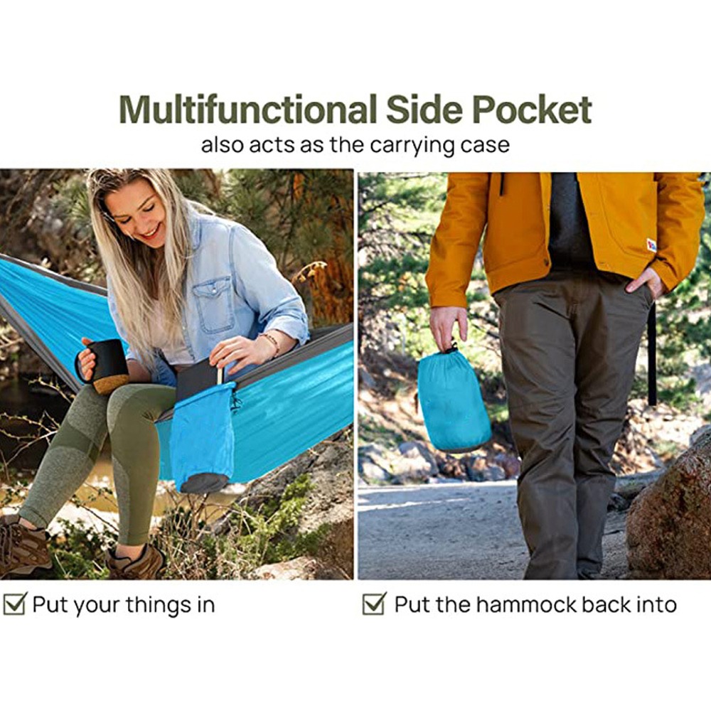 Outdoor Single Person Camping Hammock with Nylon Color Matching Hammock High Strength Parachute Fabric Portable Hammocks Chair