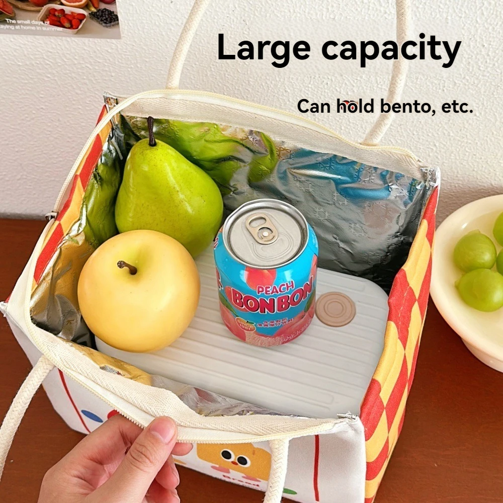 Borsa per il pranzo con gattino carino Borsa per il pranzo isolata in foglio di alluminio tenuto in mano per studenti Borsa per il pranzo di grande capacità