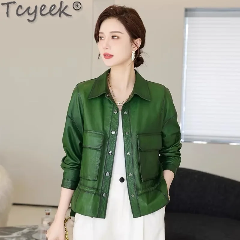 Tcyeek Echt Leder Jacke Frauen Herbst Kleidung Aus Echtem Leder Schaffell Mantel Frauen Leder Jacken Slim Fit Jaqueta De Couro