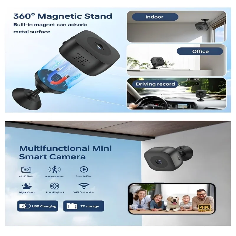 Xiaomi Mini Camera WiFi IP/AP 4K Remote Monitoring Mobile Detection Camcorder Portable Smart Home Surveillance Security Camera