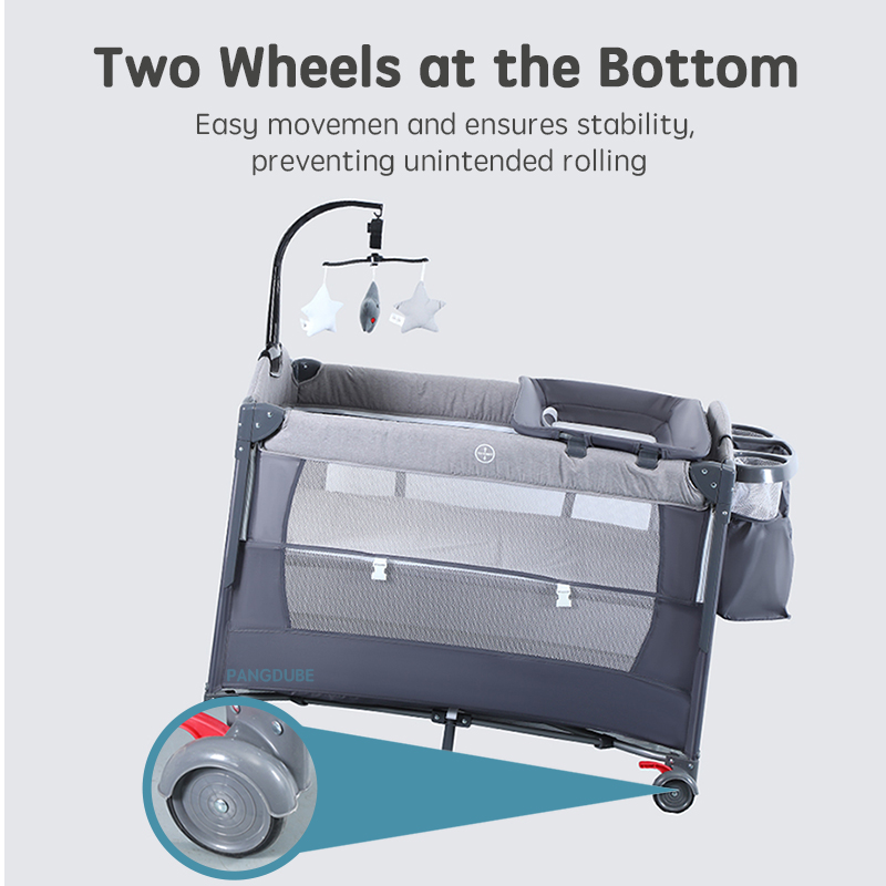 Pangdubbe เตียงเด็กอเนกประสงค์อายุ0ถึง3ปีเตียงสำหรับเด็กแรกเกิด104*76ซม. เปลพร้อมโต๊ะเปลเด็กเตียงนอนร่วม