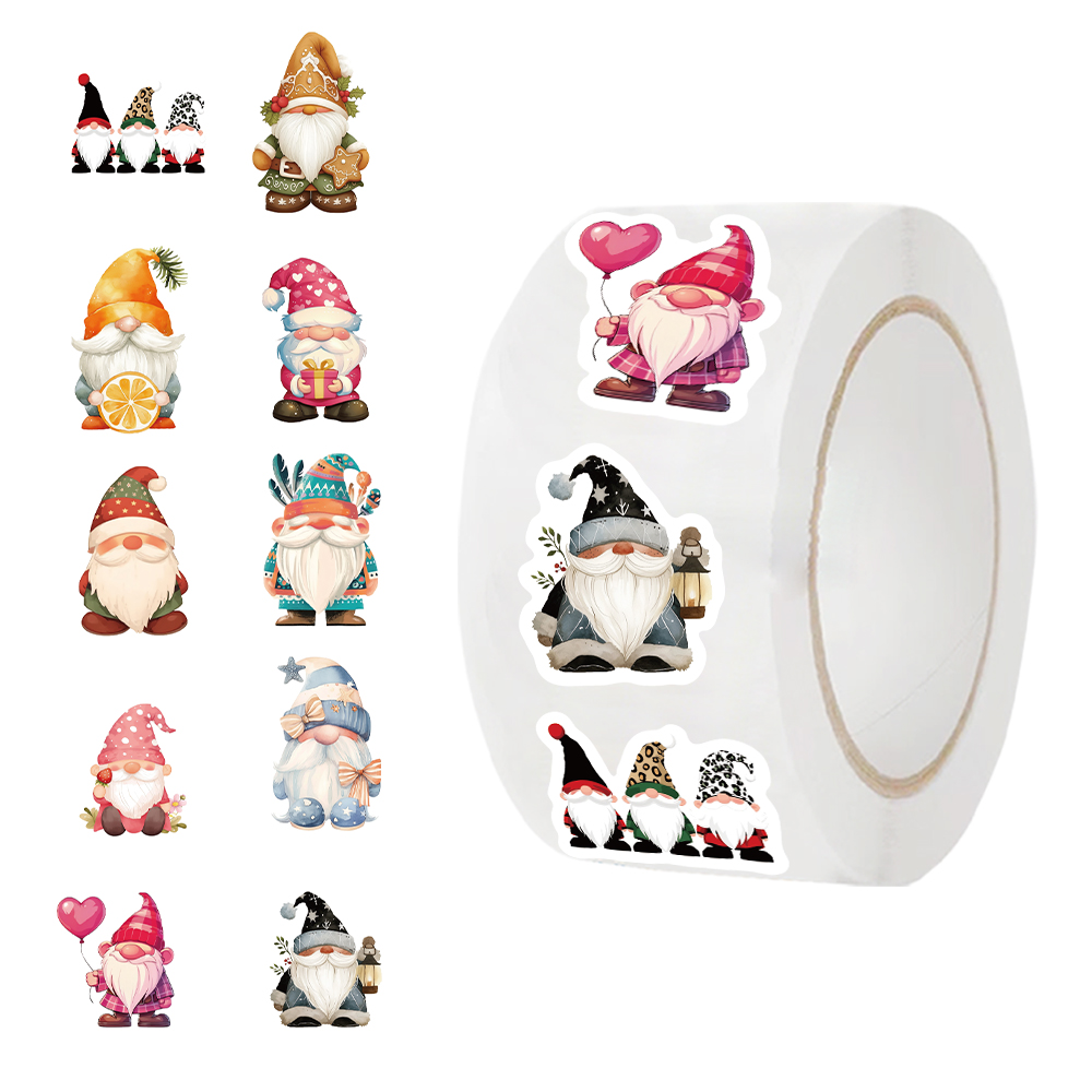 500 個 Gnome ステッカーロールステッカー円形シールステッカー装飾 DIY 落書き荷物ステッカー子供のおもちゃ