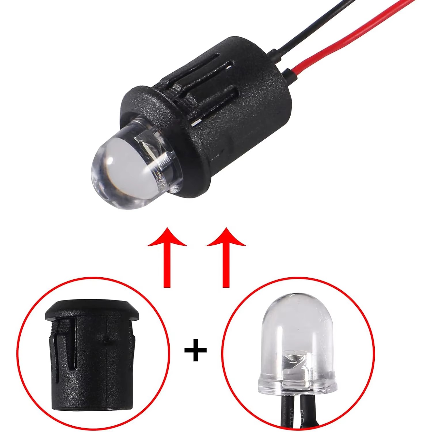 10Pack 10MM 12V LED Light Emitting Diodes LED Pre Wired Prewired Lamp with Plastic Clip HolderLight Bulb Prewired Emitting Diode