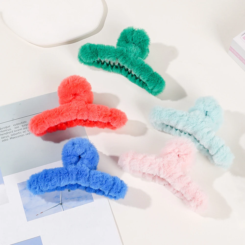 Mùa Đông Sang Trọng Vuốt Tóc Sang Trọng Acrylic Kẹp Tóc Lông Thú Giả Tóc Barrette Cua Mũ Đợi Đầu Đa Năng Dành Cho Nữ Cô Gái Phụ Kiện Tóc