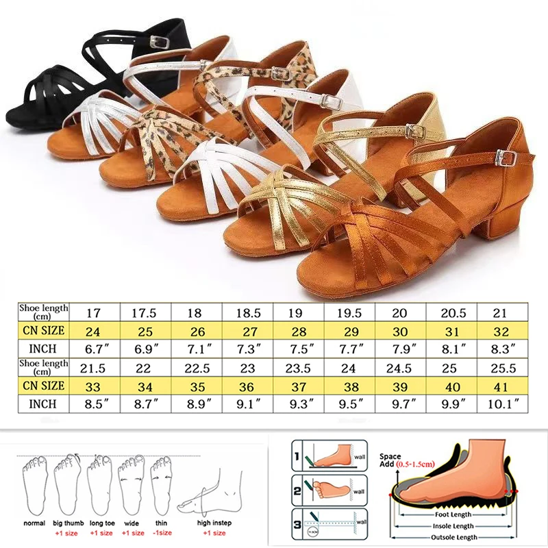 CLYFAN, zapatos de baile latino para mujer, suela de fondo suave, sandalias de práctica de baile de Jazz para niñas, tacón medio de 3,5 CM, baile de salón