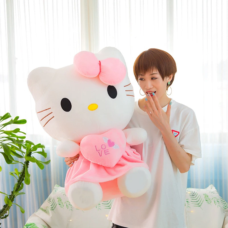 24cm kawaii anime kt gato boneca de pelúcia kt gato brinquedos de pelúcia travesseiro macio recheado bonito rosa boneca dos desenhos animados decoração presente