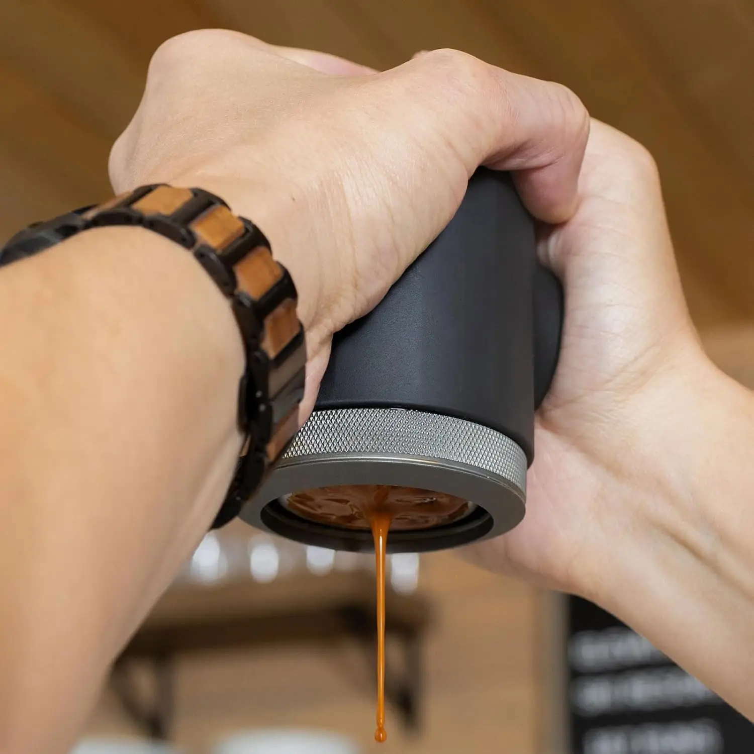 Cafetera Espresso Portátil con Estuche Protector, Compatible con Molienda Ultrafina, Cafetera Viaje, Operada Manualmente