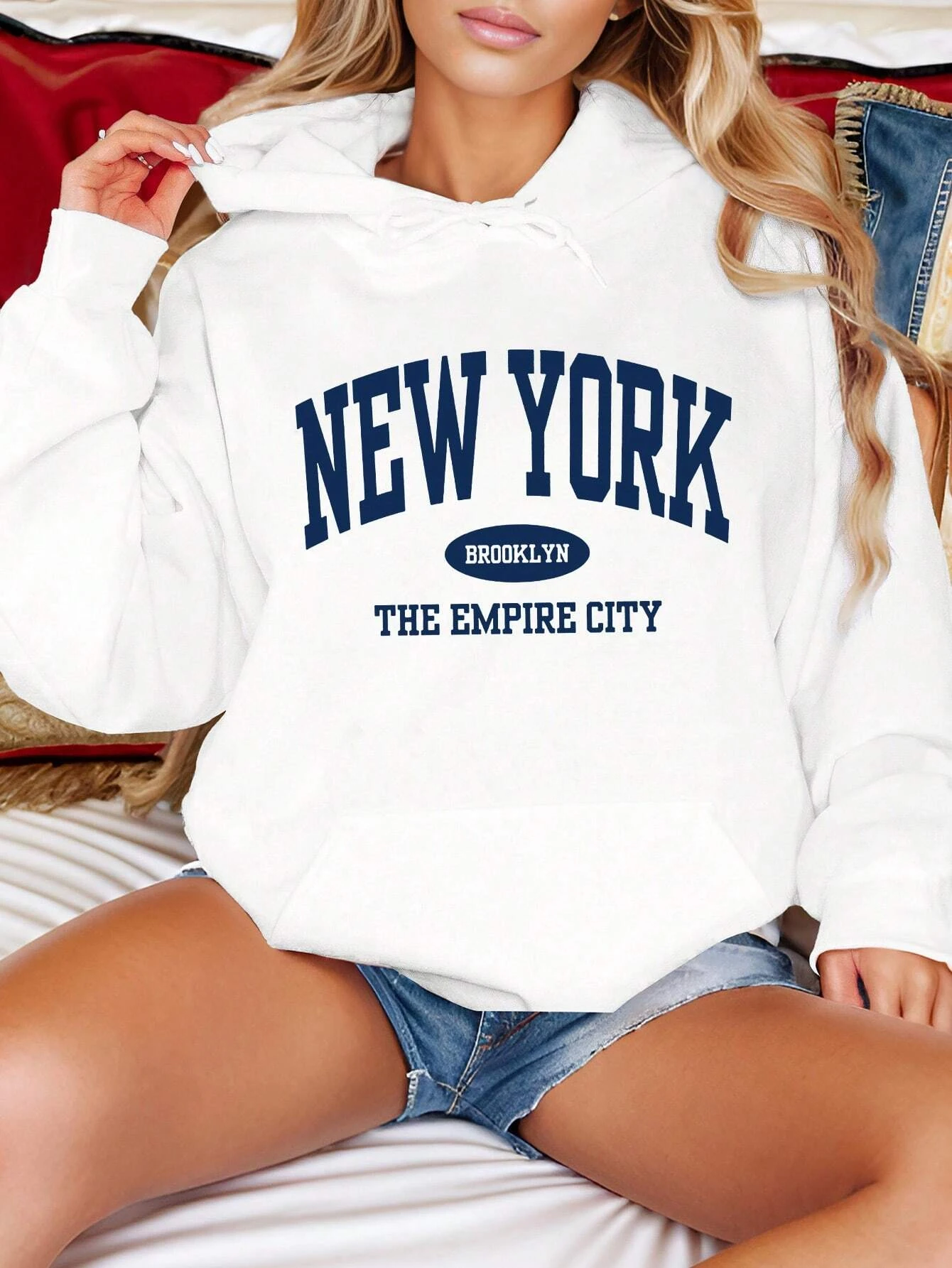 Sudaderas con capucha para mujer con estampado de letras creativas de New York City Brooklyn, sudadera holgada Multicolor, ropa deportiva de calle Y2K, Sudadera con capucha de lana Unisex