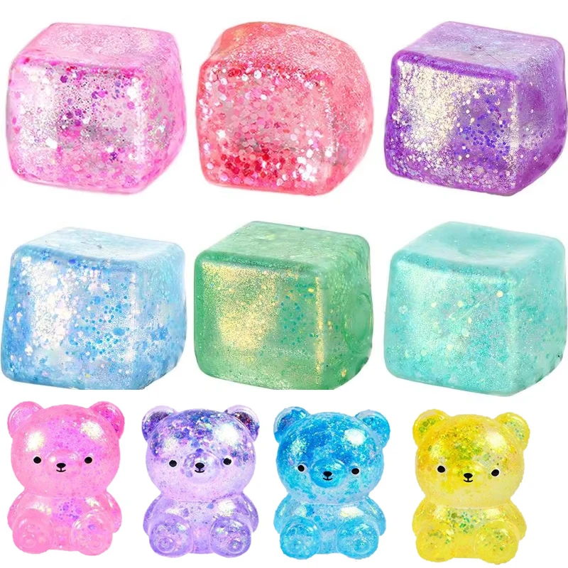 Cubo de maltose estresse squeeze brinquedo d ecompressão pequenos cubos de gelo anti estresse lento rebote luz polar colorido squeeze bloco tpr