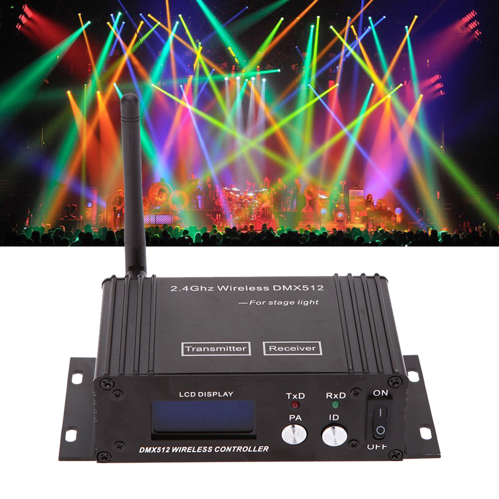 2.4g sem fio dmx 512 controlador transmissor receptor display lcd potência ajustável repetidor controlador de iluminação