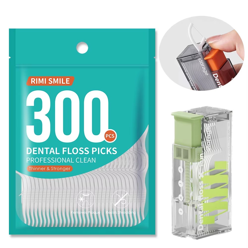 【 Fully automatic dental floss box 】 Equipped with 300pcs dental floss sticks - travel safe - keep in your pocket when going out