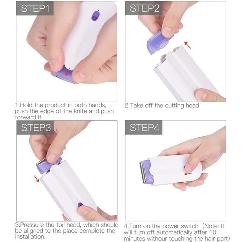 มีดโกนแบบชาร์จ USB แบบไม่เจ็บปวด, เครื่องมือกําจัดขนสําหรับผู้ชายและผู้หญิง, กําจัดขนบนใบหน้า, ขา, บิกินี่และริมฝีปากอัตโนมัติแบบหมุน