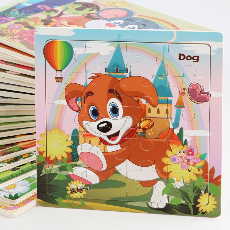 新しい 20 ピース木製 3d パズル漫画動物車両ジグソーパズルモンテッソーリ教育玩具子供のための赤ちゃん 1 2 3 年