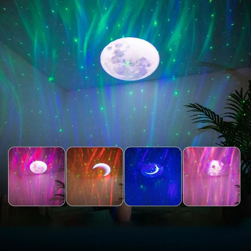 LED ノーザンライトテレコントロールプロジェクターオーロラ銀河投影ランプ星空子供部屋ムーンスタームーンランプ子供ギフト