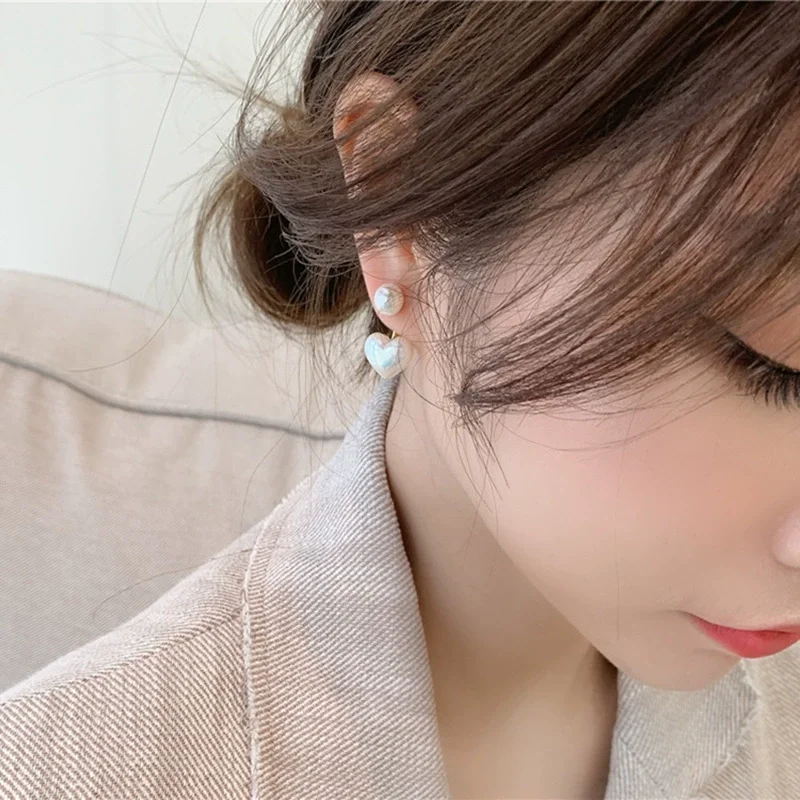 Elegant Heart เลียนแบบ Pear STUD ต่างหูผู้หญิงเกาหลี EAR STUD งานแต่งงานเครื่องประดับของขวัญวันวาเลนไทน์