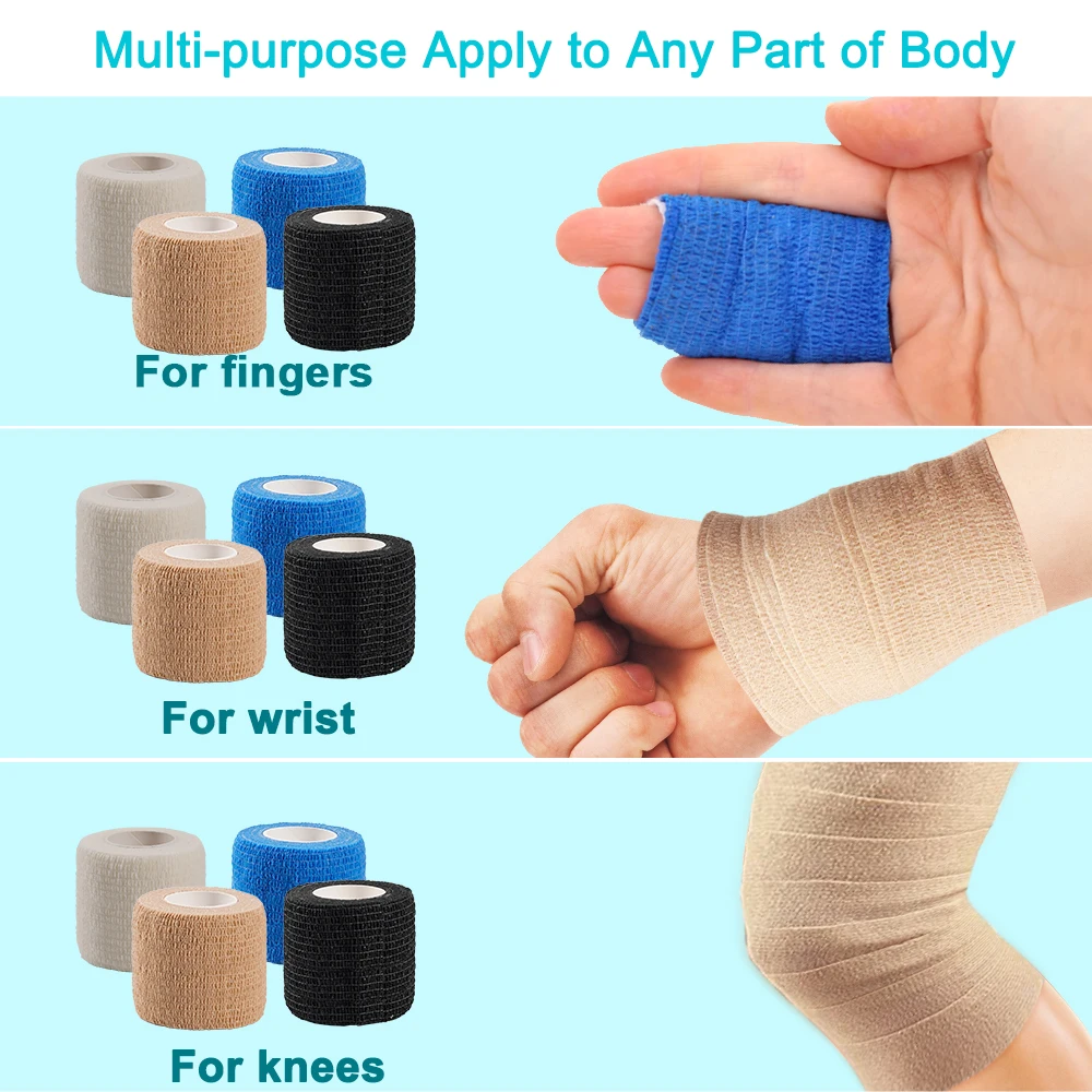 10 롤 운동 랩 테이프 자기 접착 성 탄력 붕대 Elastoplast 스포츠 보호대 무릎 손가락 어깨 문신 액세서리