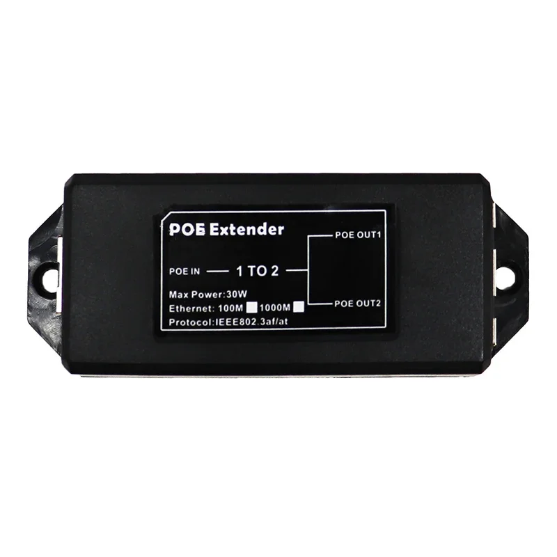 Nowy 2-portowy przedłużacz Gigabit POE 100/1000 Mb/s - IEEE 802.3af/at PoE Repeater dla kamery IP/NVR/AP, przedłużacz zasięgu 100 m