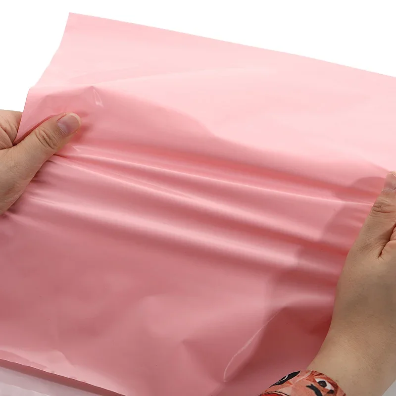 100 pçs rosa translúcido sacos de embalagem de correio engrossar saco de armazenamento à prova dwaterproof água sacos pe material envelope mailer postal mailing