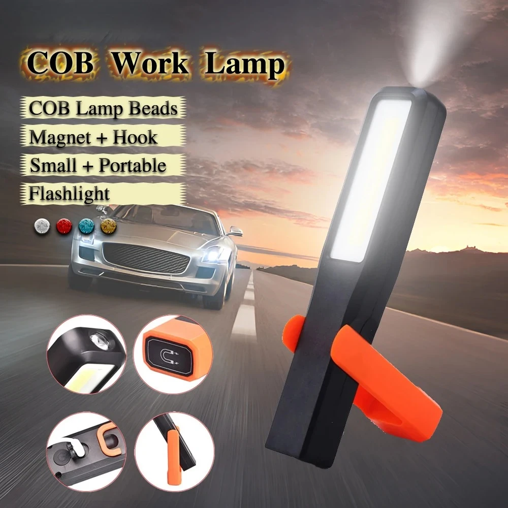 Przenośna lampa robocza LED COB, lampa warsztatowa samochodowa, lampa mechaniczna, ładowanie Type-C, latarka, latarka magnetyczna, światło awaryjne, oświetlenie ostrzegawcze