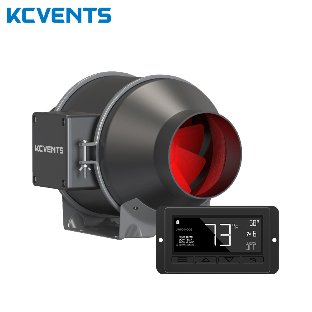 KCvents 4/6/8 polegadas Exaustor Ventilador de ventilação Ventilador de duto em linha EC Ventilador de ar fresco com controle de velocidade Adequado para estufas e casas
