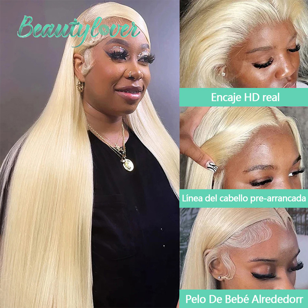 Real HD encaje Rubio 613 13x4 cabello humano encaje Frontal 13x6 HD encaje Frontal 4x4 5x5 HD Cierre de encaje cabello de bebé cabello Remy brasileño