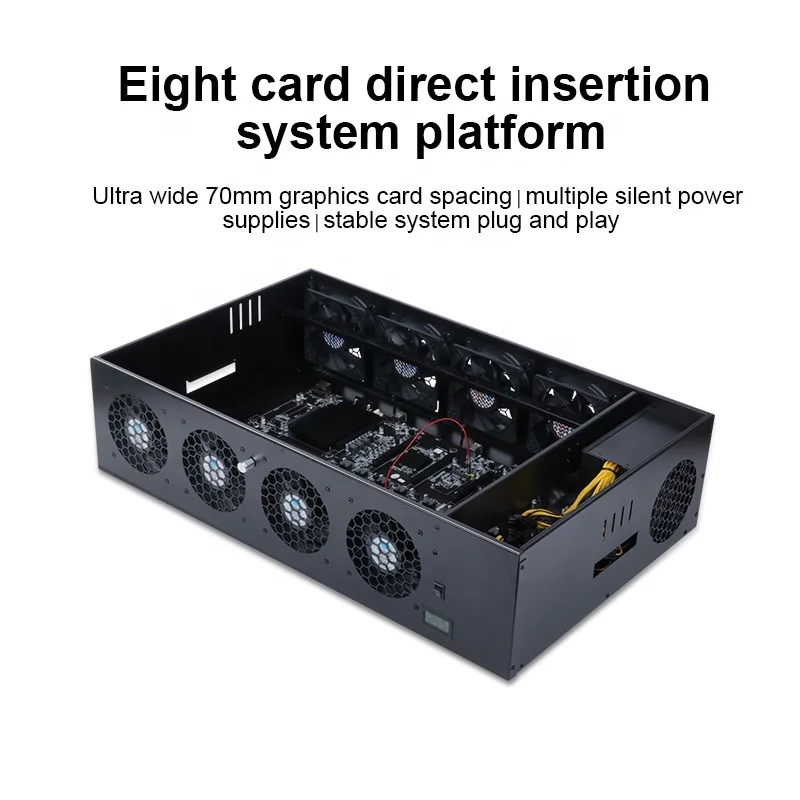 Cheapest 8 Graphics Cards CPU Case RTX 1660 2060 3070 3090 8 Fans ATX Case 4G+128G Desktop PC Case RX 580 Computer Towers Server