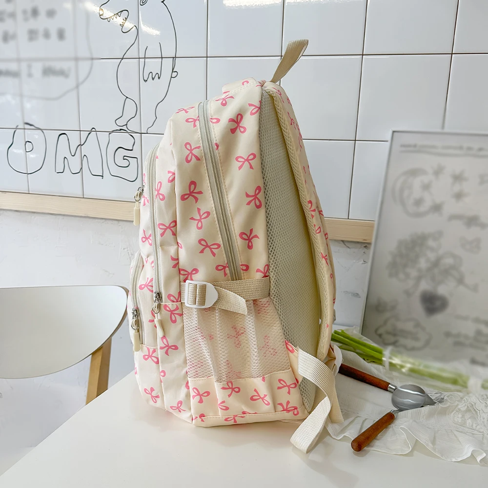 Mode coréenne nœud imprimé femmes mode sac à dos léger Simple étudiant cartable femme sac ensemble trois pièces