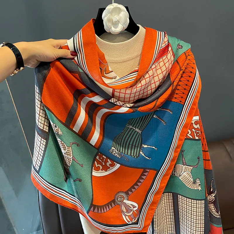 Algodão Hijab cabeça lenços para mulheres, feminino Foulard, Pashmina, inverno xales e capas, marca de luxo, bandana