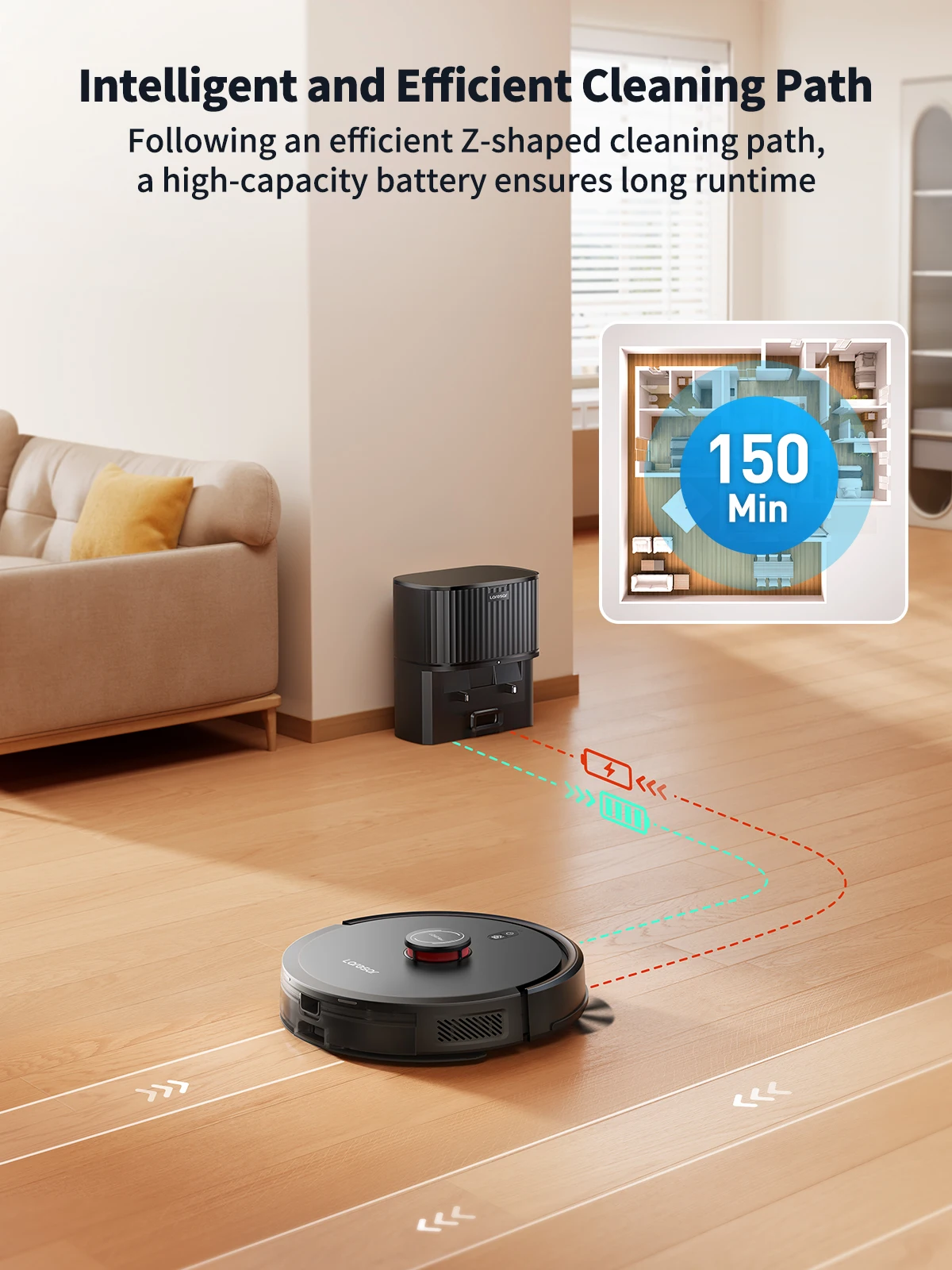 Laresar L20 Aspirateur Robot 5000Pa avec Navigation LDS, Station de Vidage Automatique, Contrôle via Application pour Nettoyage des Sols et Tapis