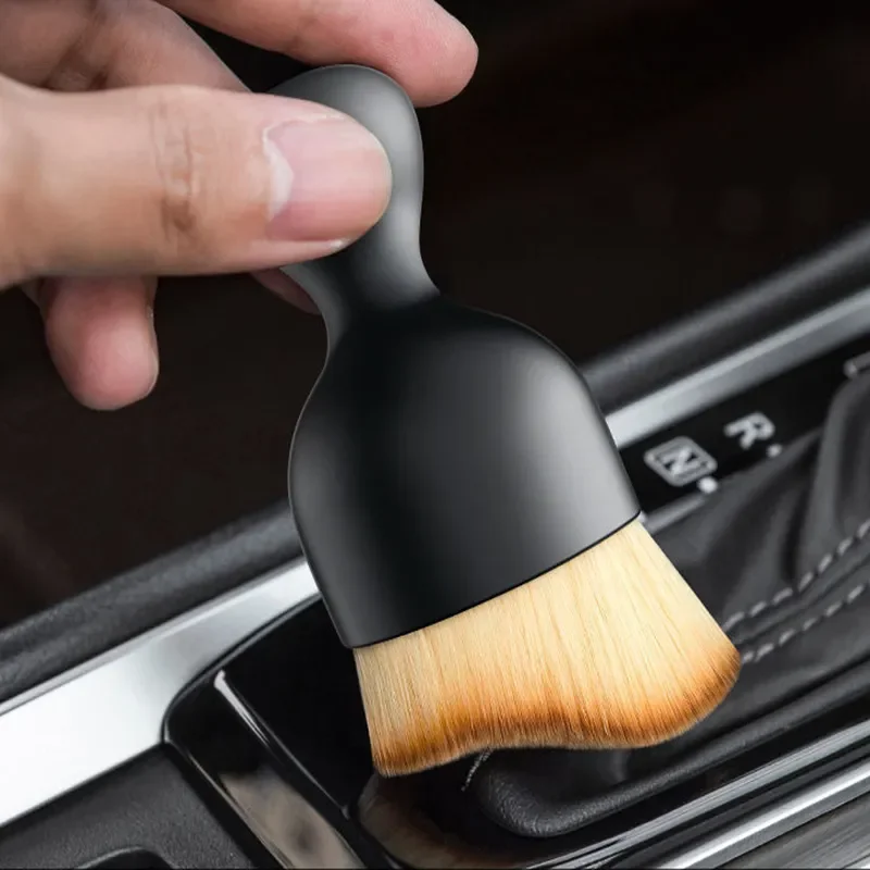 Cepillo suave de limpieza de ventilación de coche con estuche, herramienta de limpieza de Interior de coche, cepillo Artificial, eliminación de polvo de huecos de coche, detalles de coche