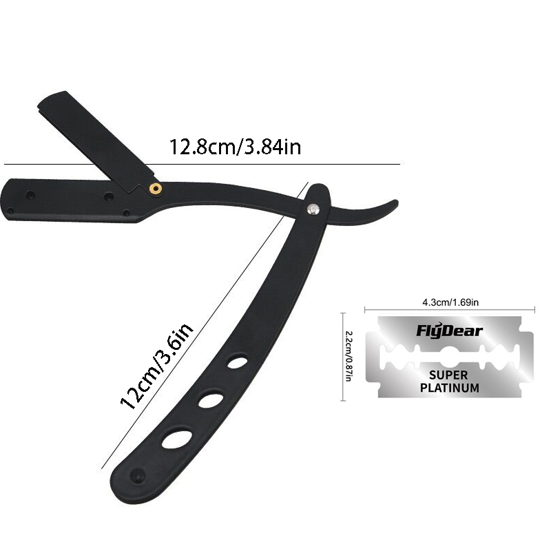 Maquinilla de afeitar para peluquero para hombre, cuchillo de afeitar plegable clásico negro, afeitadora de pelo púbico para axila, soporte de maquinilla de afeitar recta de acero inoxidable