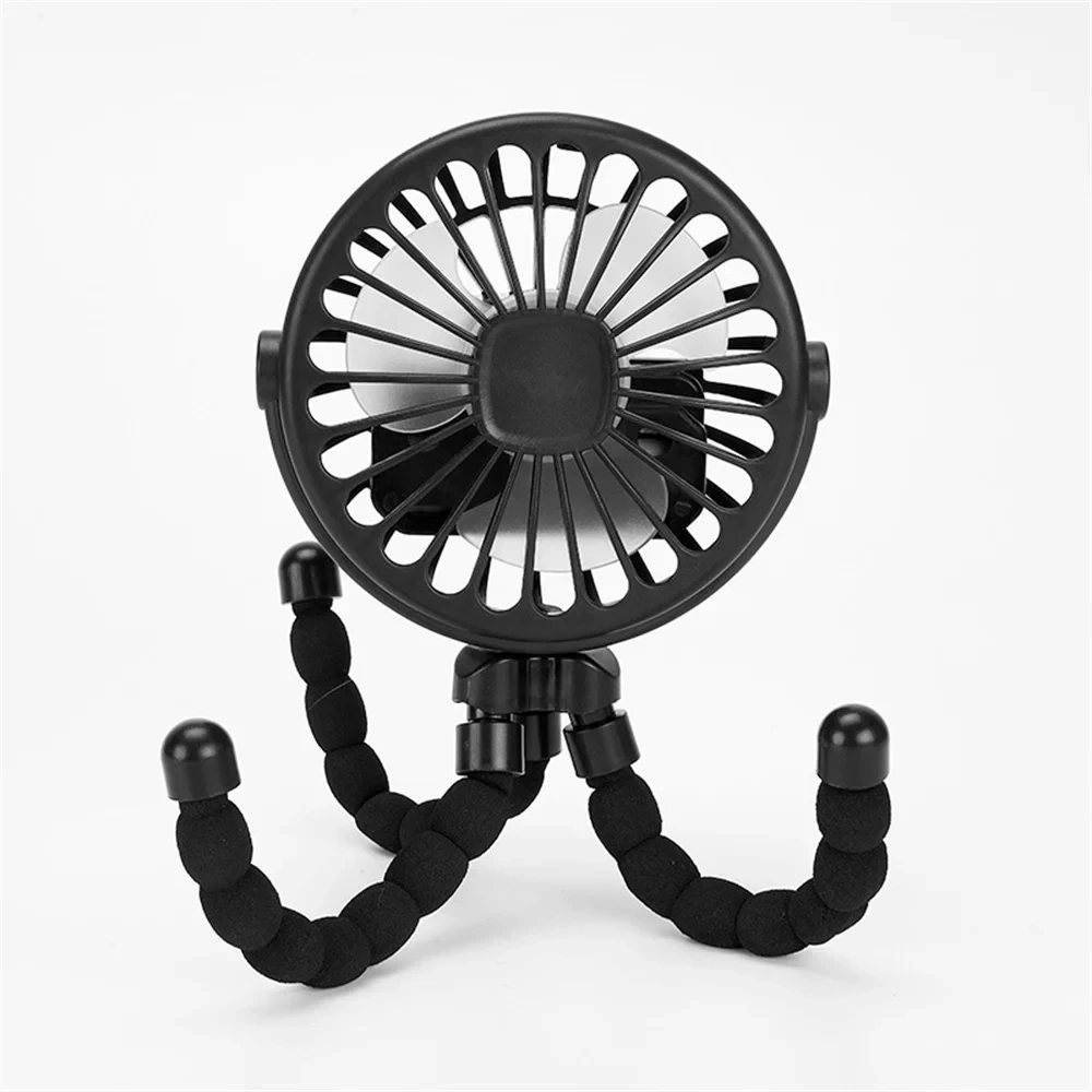 Tragbarer oszillierender Kinderwagen-Ventilator, Mini-Handventilator für persönliche Autositze, Baby-Ventilator mit flexiblem Stativ, zum Aufstecken, USB, batteriebetrieben