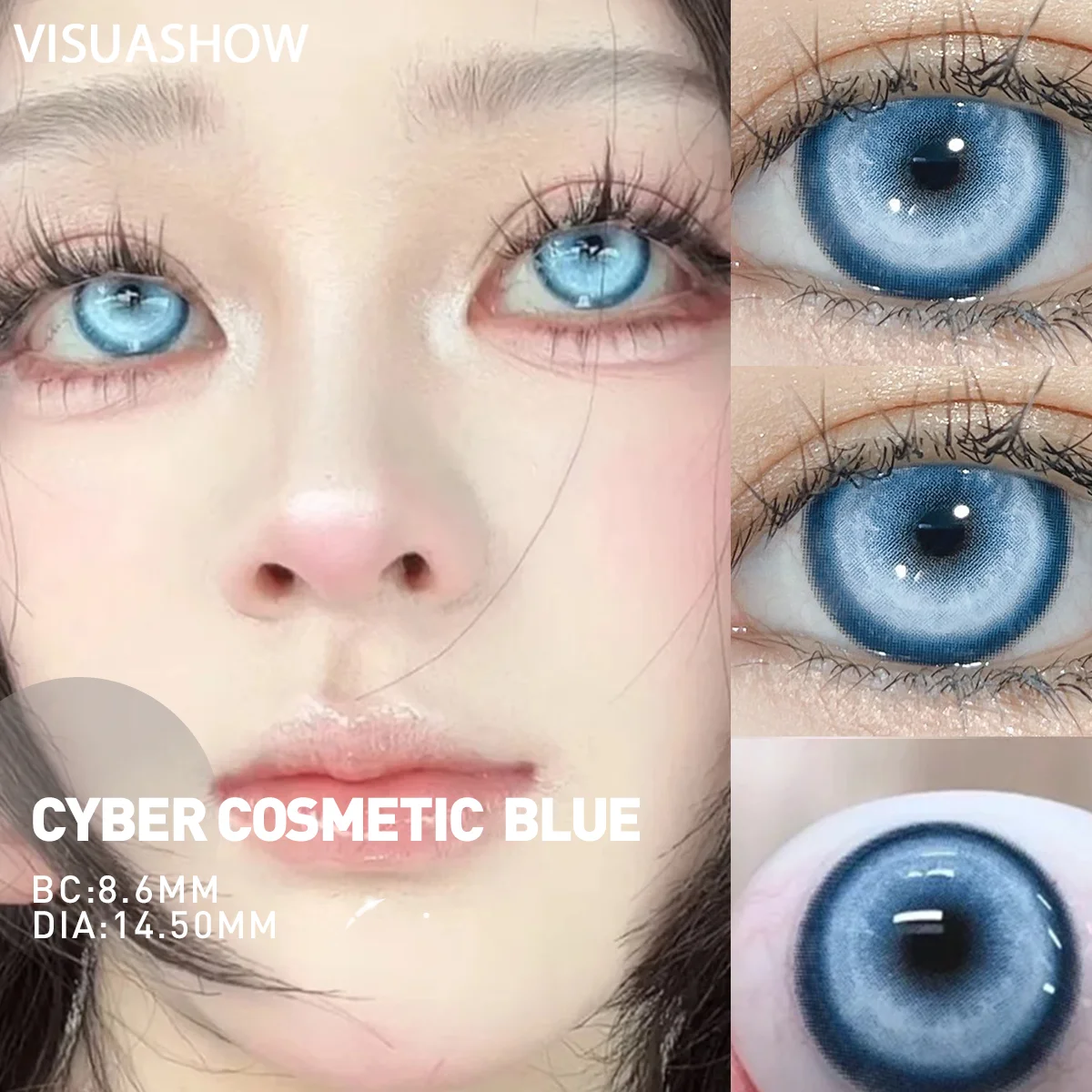 VISUASHOW Nebula Blue Cosplay lentes de contacto de colores 2 uds miopía Halloween Anime Cyber Pink Color contactos con Power Foggy Red
