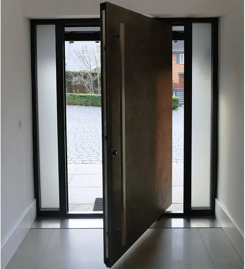Prezzo all'ingrosso Porta in alluminio Design moderno Ingresso principale in ferro Sicurezza Frontale Esterno in metallo Nuove porte in acciaio con perno