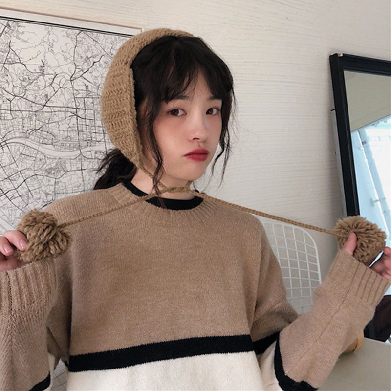 Neue handgemachte koreanische Stil Y2k Plüsch Ohrenschützer verdicken weiche warme JK gestrickte Earflap einfarbig winddicht Winter Ohr Abdeckung Mädchen