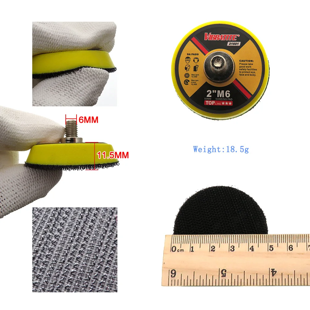 16Pcs 2 Inch Buffing Polishing Pad Kit Car Sponge Drill Adapter Grip Backing Plate M6 for Buffer Polisher Sanding Waxing Cutting