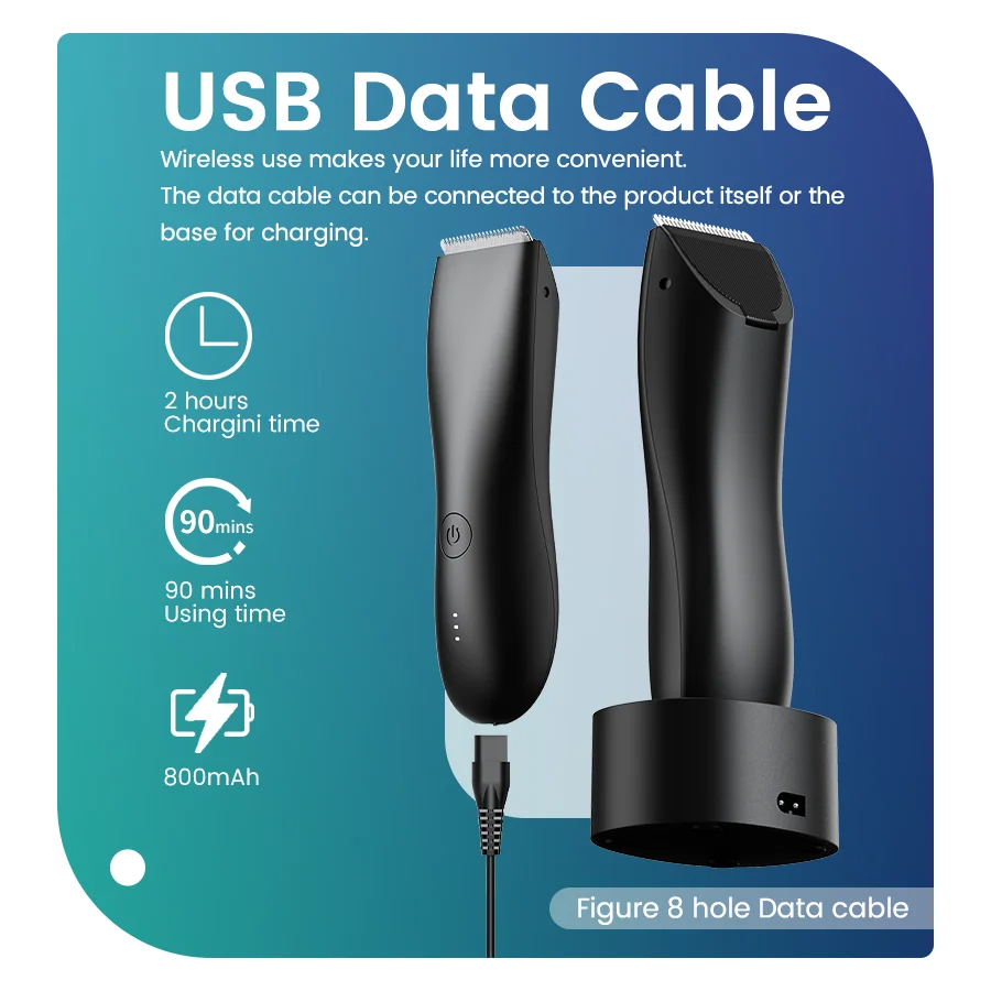 [IPX6] Aparador de virilha/corpo masculino com SkinSafe - lâminas de folha e precisão, barbeador de bola recarregável para peles sensíveis