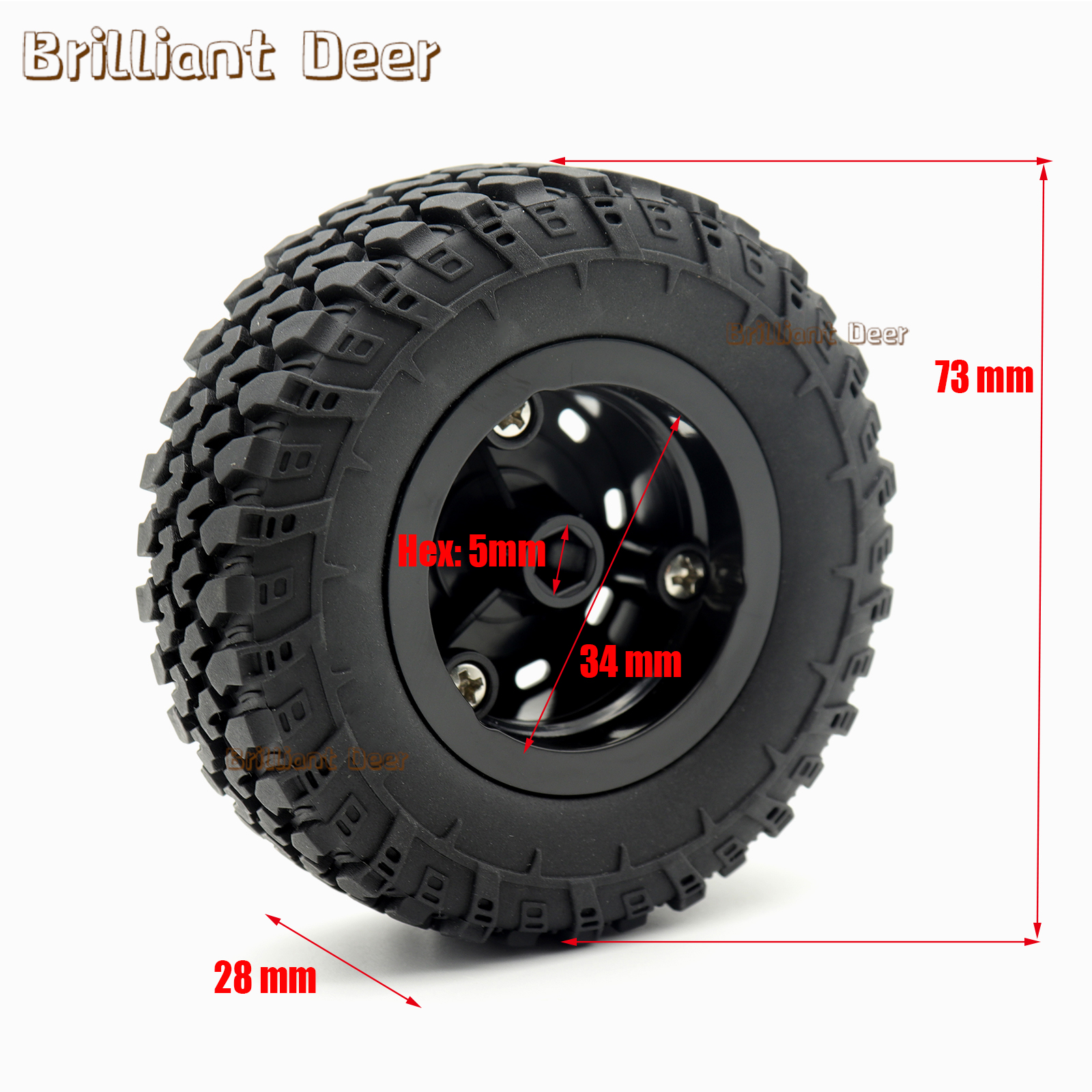 5 mm Sechskant MN99S Gummi-RC-Räder für MN98 MN82, WPL C24-1 B36 D12 C64 D74-1 Offroad-Auto-Upgrade, Hochleistungs-RC-Reifen