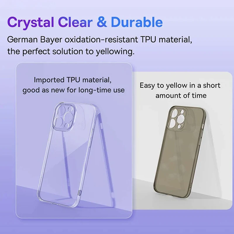 Funda transparente Baseus para iPhone 16 15 14 13 12 11 Pro Max Plus, funda suave de TPU para iPhone XS Max X XR, funda transparente para teléfono