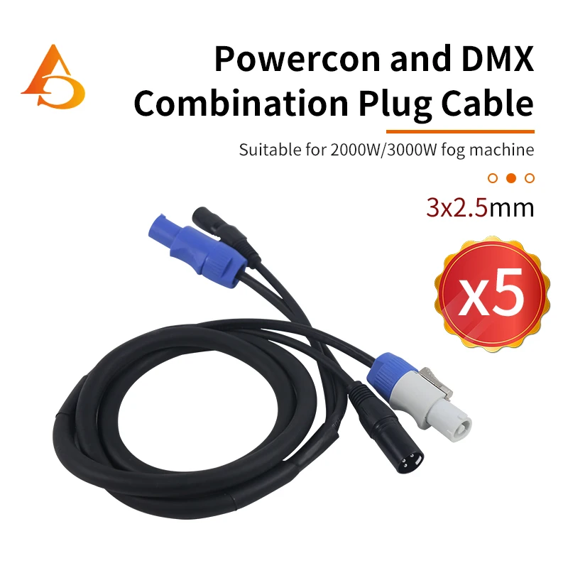 Câble DMX Powercon, 5 pièces, combinaison de ligne électrique, prise, accessoires d'éclairage pour scène, mariage, DJ Disco