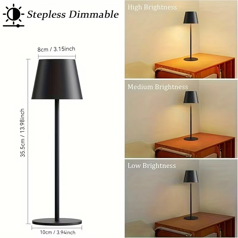 Lampada da tavolo con ricarica LED touch wireless con 3 colori, luce d'atmosfera creativa adatta per lo studio e la lettura