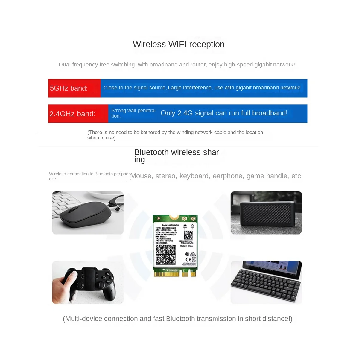 Módulo de cartão WiFi sem fio para AC 8260NGW, 2XAntenna, 2.4G, 5Ghz, 867M, Bluetooth 4.2, NGFF, M.2