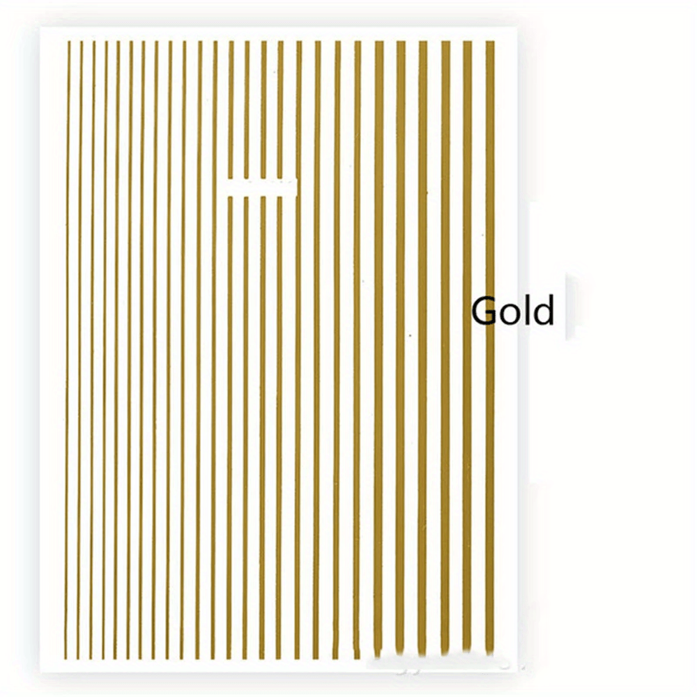 1 Stück 3D Nail Art Slider Golden/Silvery Line Stripe Nail Art Aufkleber, selbstklebende Stirp Nail Art Aufkleber für Nail Art Dekoration