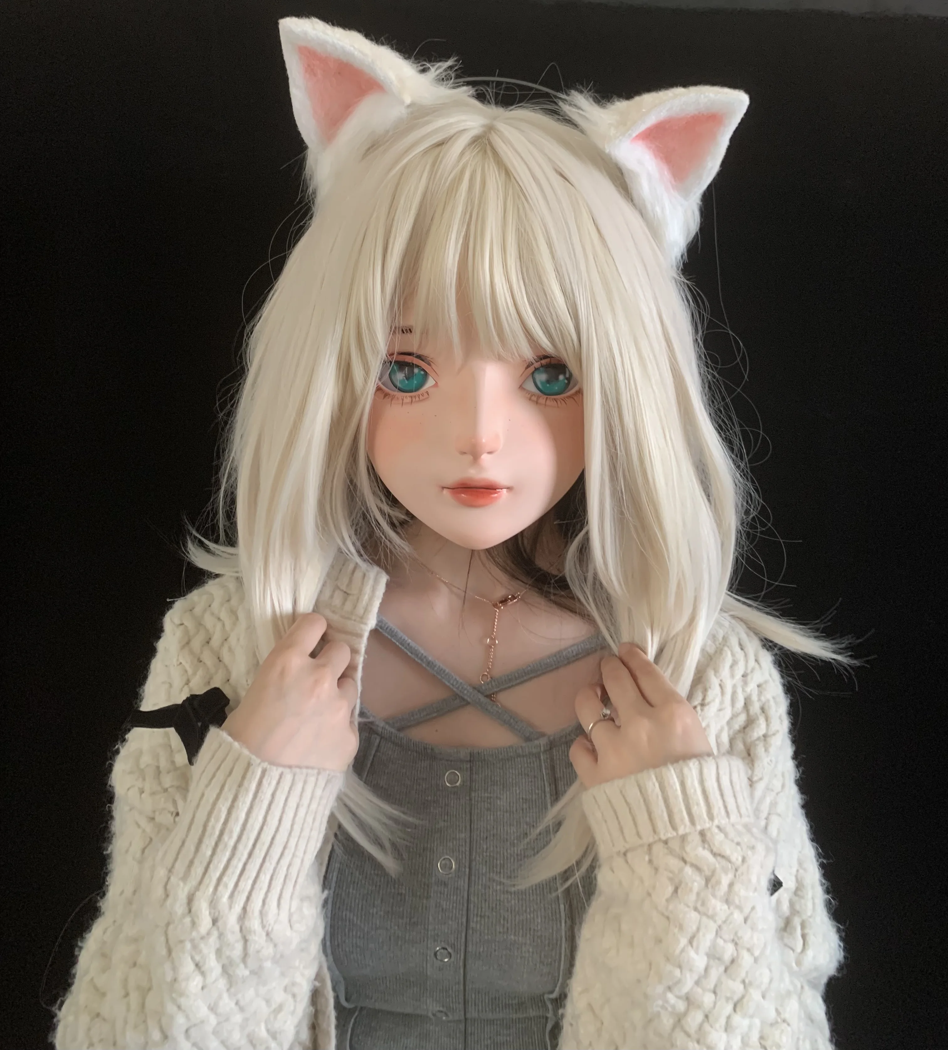 (AL43) kualitas terbaik buatan tangan wanita gadis Resin setengah kepala Cosplay Jepang bermain peran BJD Kigurumi masker Crossdresser boneka