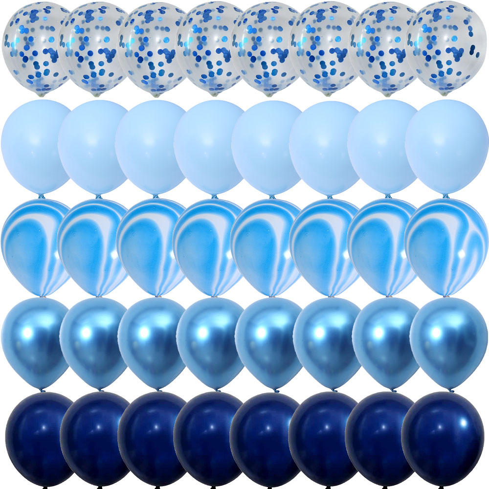 40PCS Silver Night Blue White Balloons Gender Reveal Wedding Valentine's Day Baby Shower Birthday Globos Party Decorations