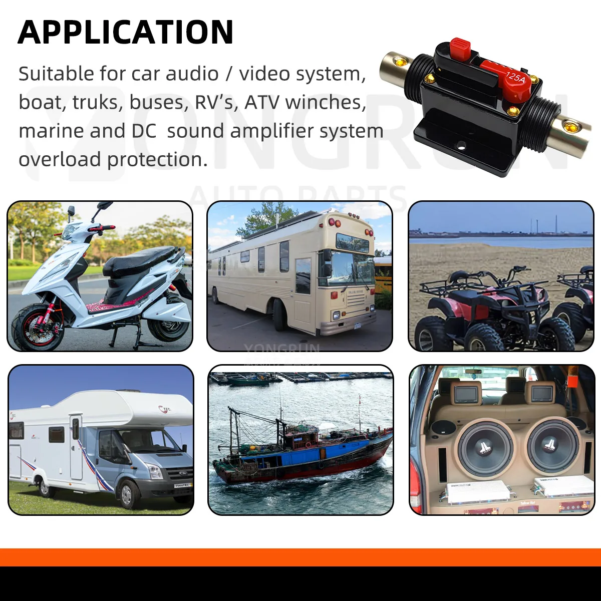 Wyłącznik automatyczny 20A do 150A z ręcznym resetem do samochodowego systemu audio Wodoodporny morski wyłącznik automatyczny Bezpiecznik resetujący 12V48V DC