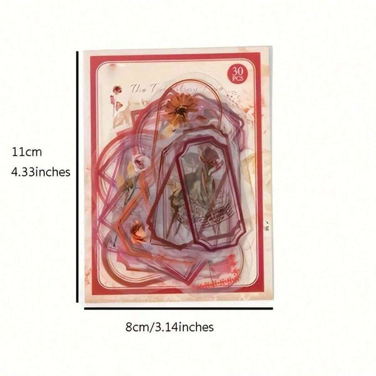 ヴィンテージフローラルアカウントステッカー,手作りのペットステッカー,防水素材,日曜大工のコラージュ,スタイル別に15パターン,1パックあたり30枚