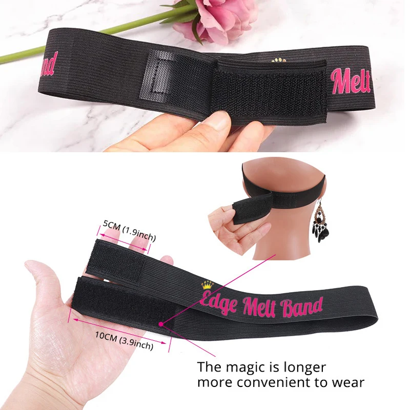 Headband elástico com tampa de orelha para perucas, faixa de fusão para perucas pretas, borda envoltório para estabelecer bordas, peruca headband, faixa de renda frontal